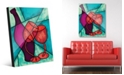 Creative Gallery Dancing Wine Bottle Glasses on Turquoise Acrylic Wall Art Print Collection
